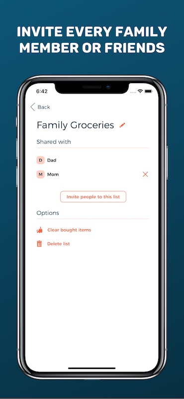 Shared groceries list