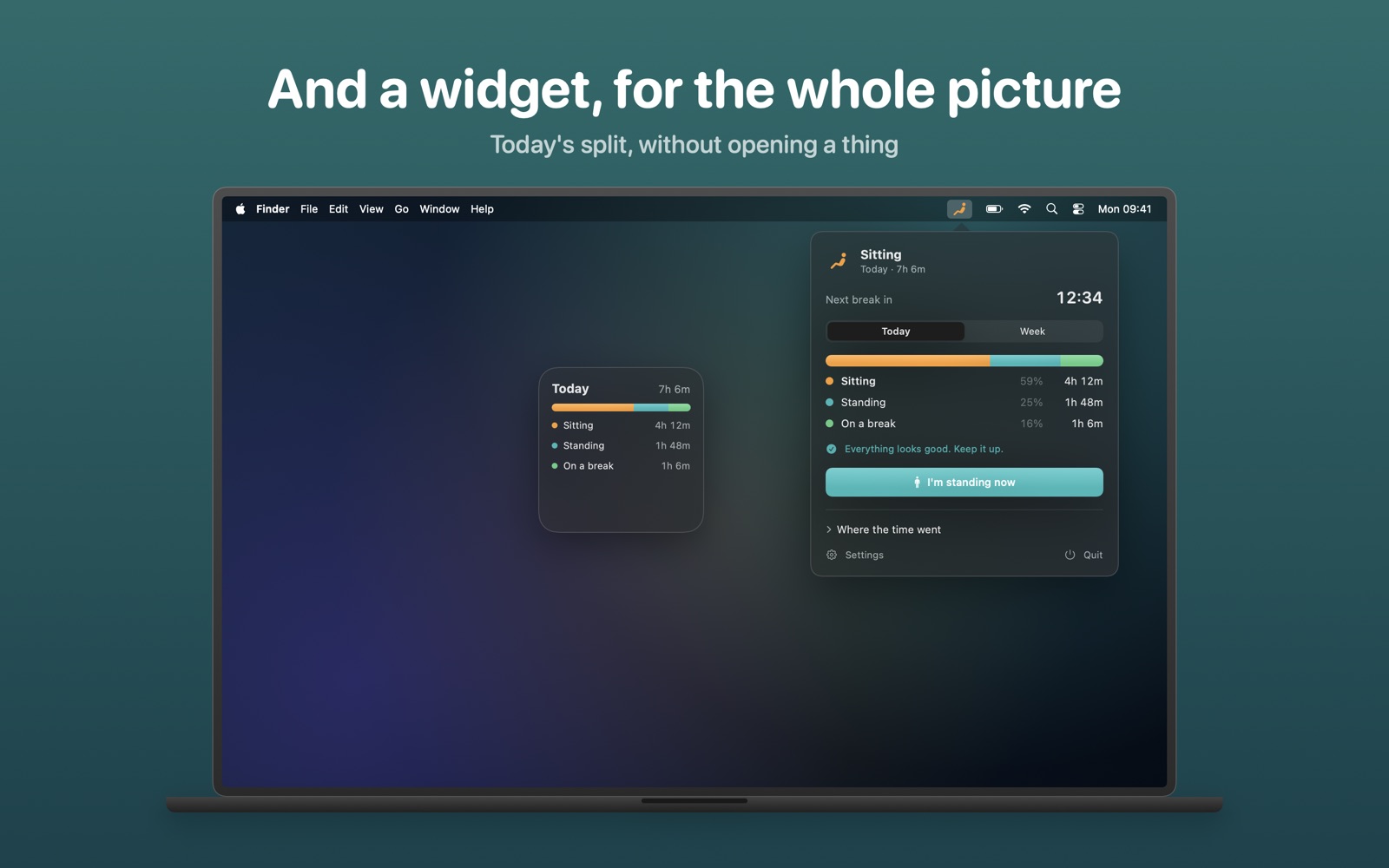 Stand Up's Today widget on the desktop