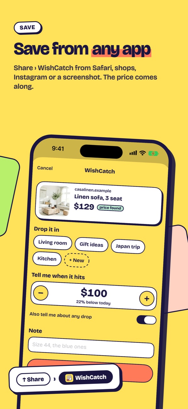 Save from any app with the share sheet
